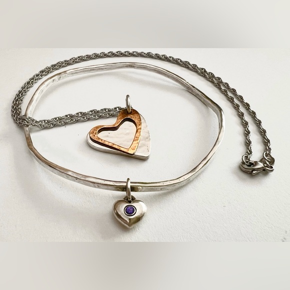 4 James Avery items amethyst heart wavy bangle double bronze silver pendant - Picture 8 of 8
